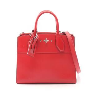Louis Vuitton City Steamer Handbag Leather Calfskin Cowhide Red
